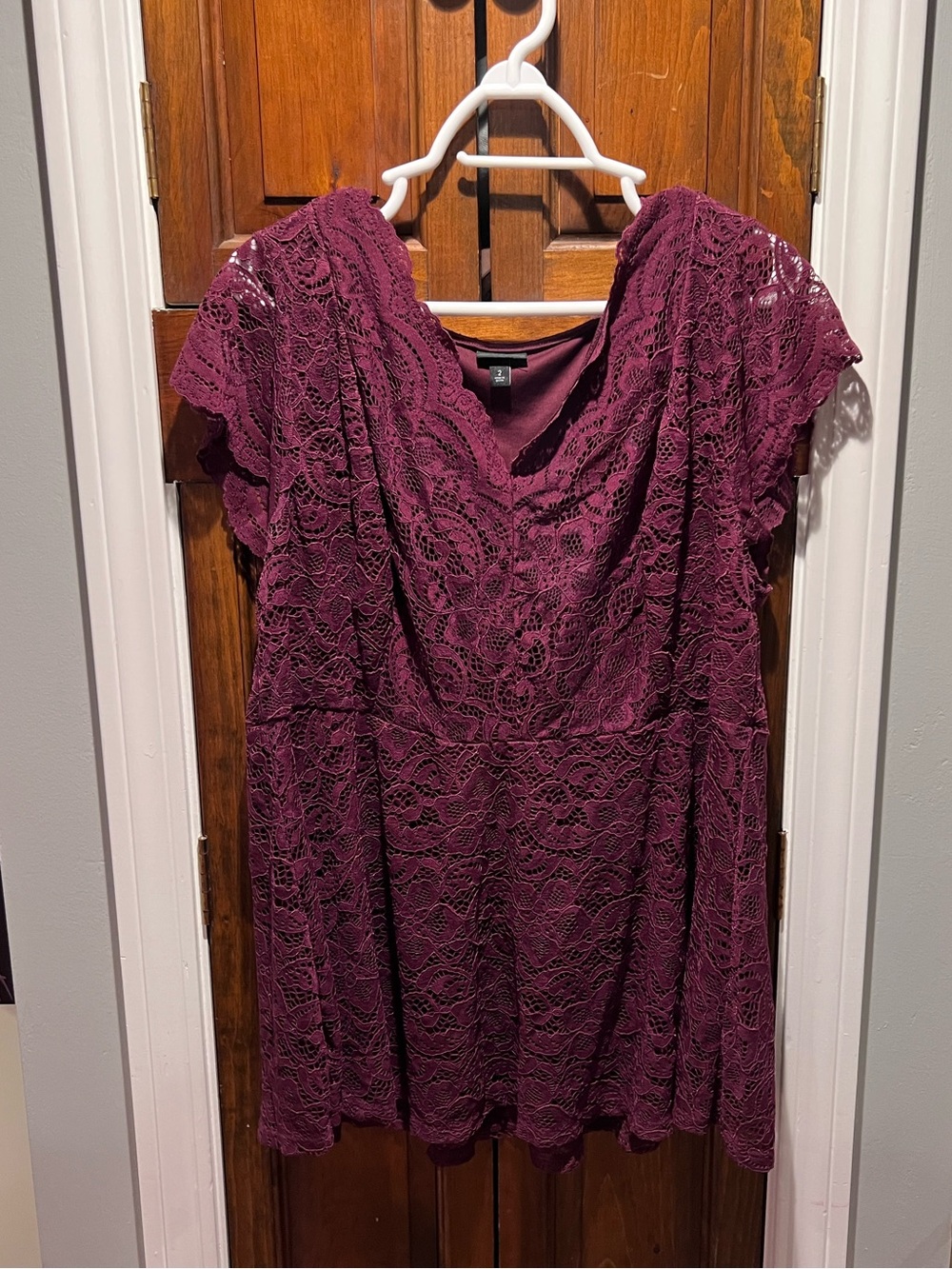 torrid Plum Lace V-Neck Flutter Sleeve Top